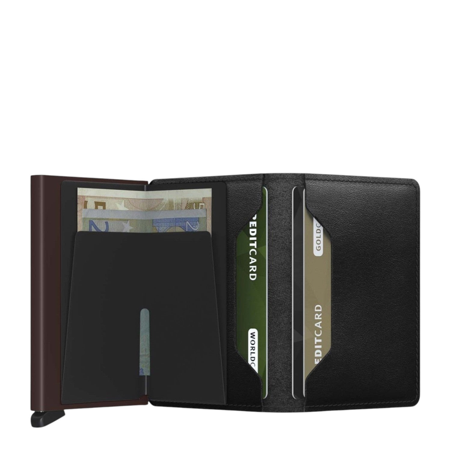 Lieblingstasche Secrid Slimwallet black leather card holder with RFID protection and quick access mechanism