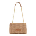 Lieblingstasche Flap Bag Ocarina Summer in woven straw with gold chain strap and leather trim.