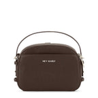 Lieblingstasche Style Mate dark brown pebbled leather crossbody bag with silver hardware and top handle