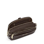 Lieblingstasche Style Mate dark brown leather crossbody bag with multiple zippered compartments and gold hardware