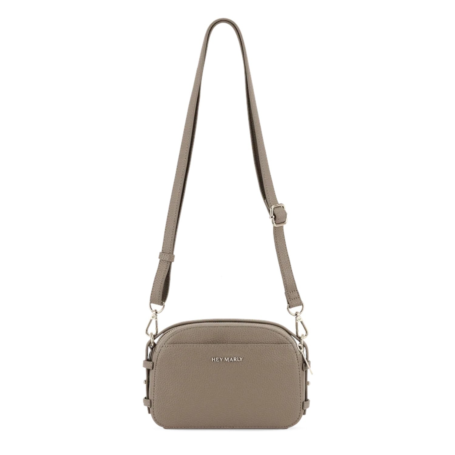 Lieblingstasche Style Mate taupe leather crossbody bag with adjustable strap and silver hardware