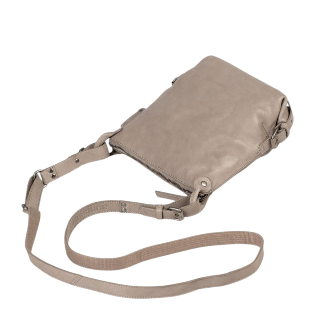 Lieblingstasche Mrs. Chocolate Cookie taupe leather crossbody bag with adjustable strap and zip closure