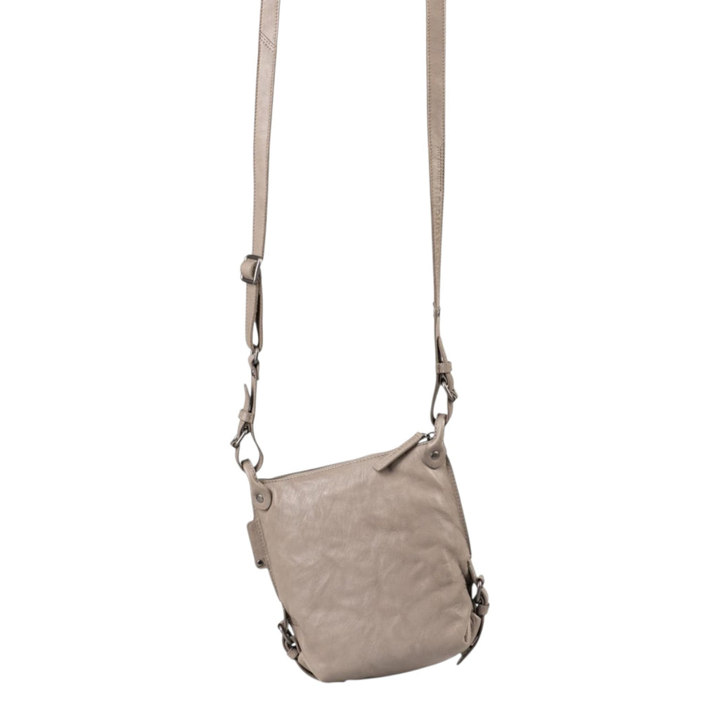 Lieblingstasche Mrs. Chocolate Cookie crossbody bag in taupe leather with adjustable strap and zipper closure
