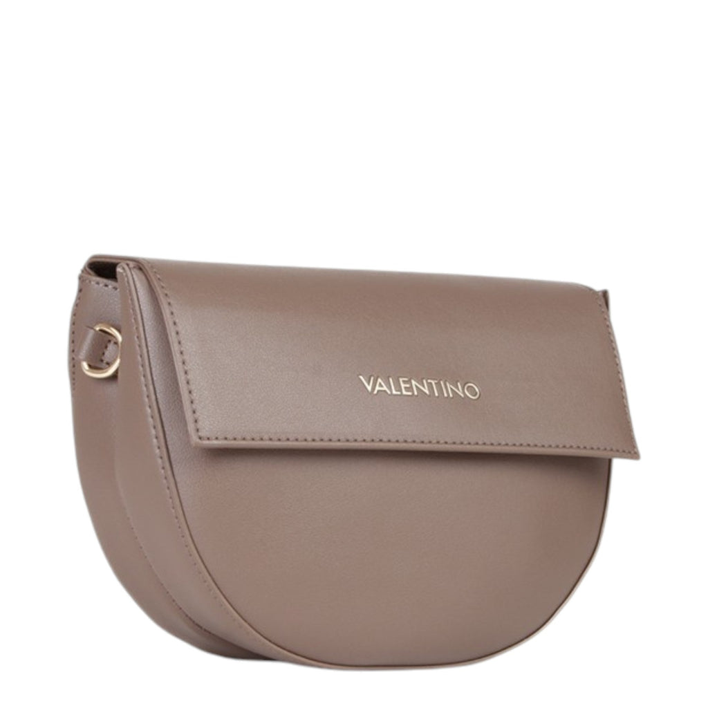 Lieblingstasche taupe leather flap bag with gold hardware and embossed logo.