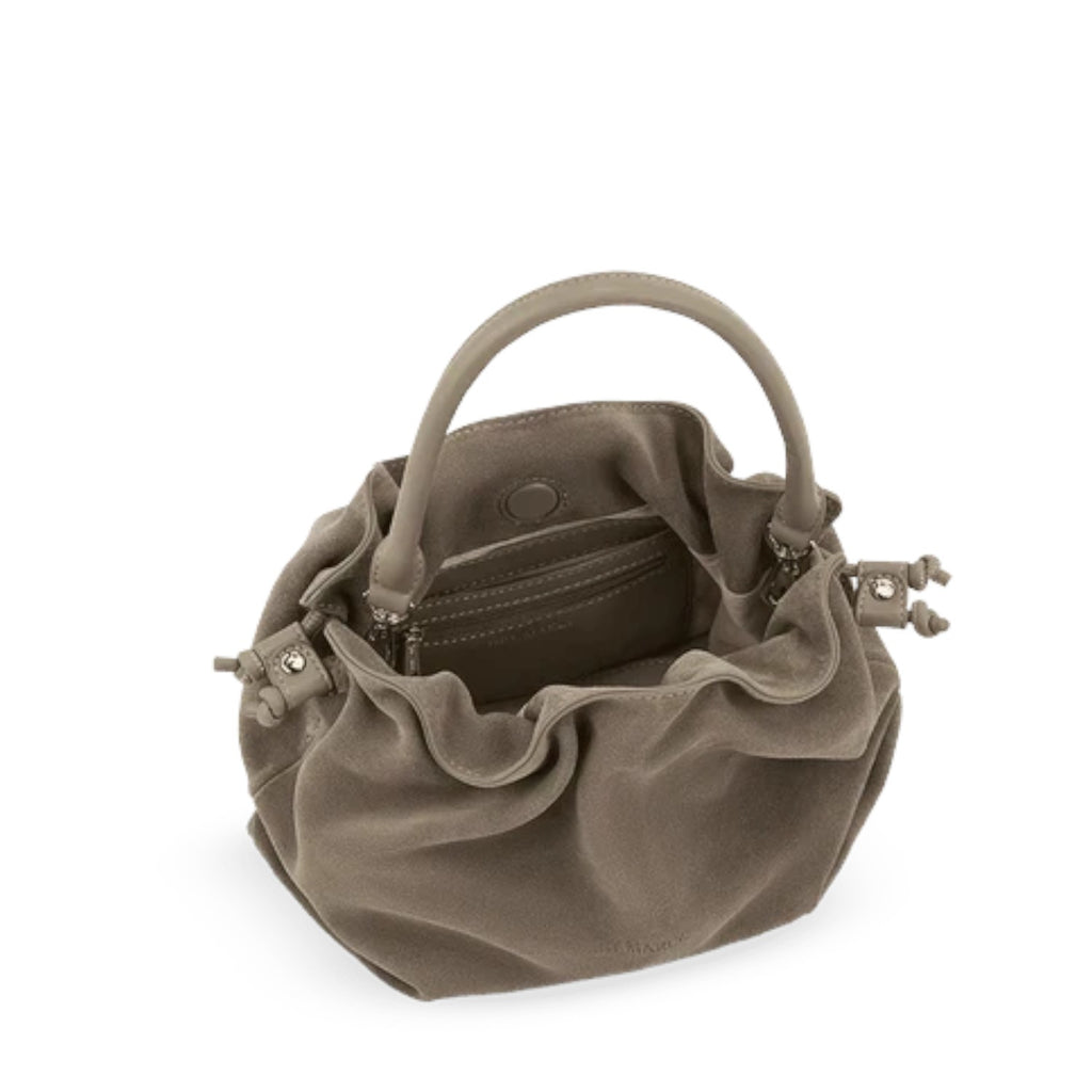 Lieblingstasche Cool Companion Suede S taupe suede bucket bag with drawstring closure and single top handle
