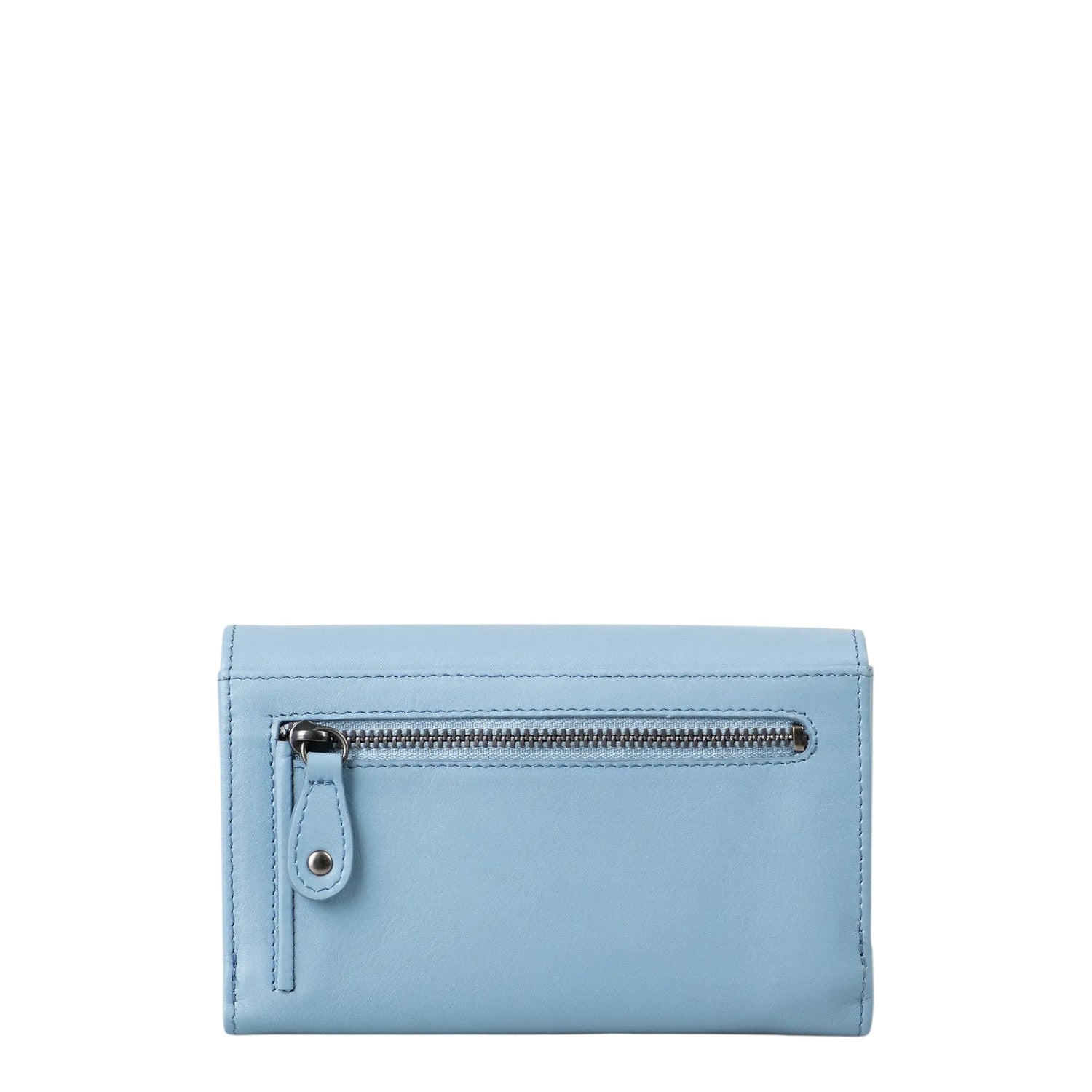 Lieblingstasche Thyme light blue leather wallet with a back zipper pocket