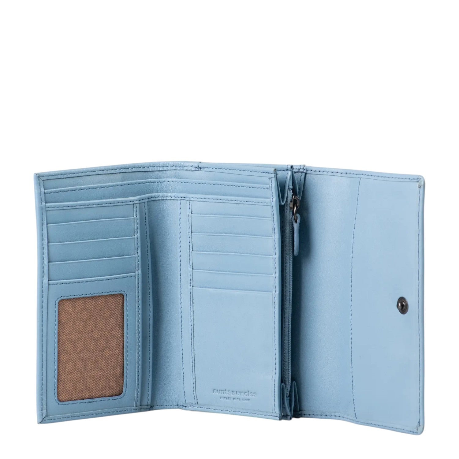 Lieblingstasche Thyme light blue leather wallet with multiple card slots and a zippered compartment