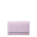 Lieblingstasche Thyme wallet in soft pastel lilac leather with a flap closure and embossed logo