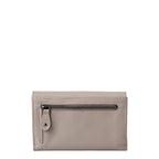 Lieblingstasche Thyme wallet in taupe leather featuring a back exterior zipper pocket with a leather pull tab