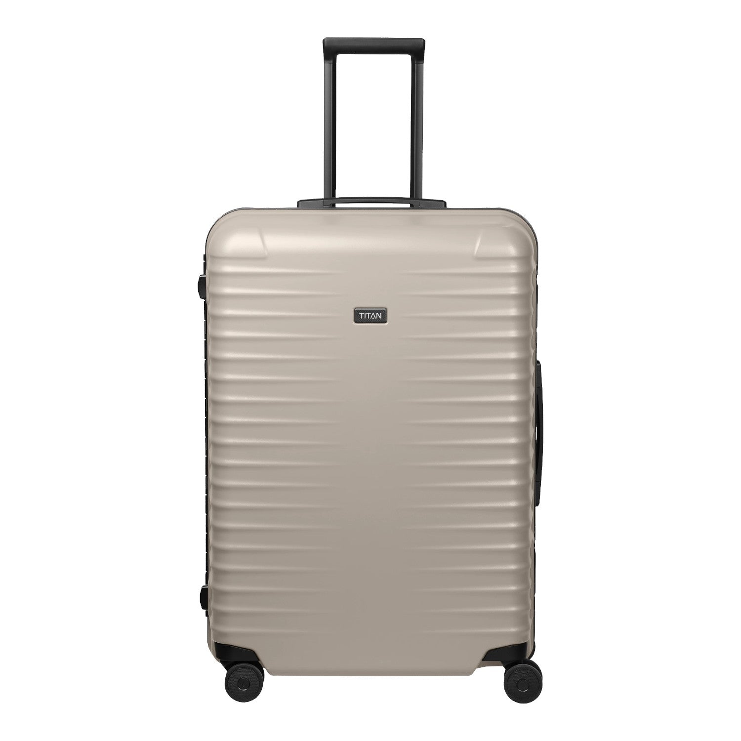 Lieblingstasche TITAN OVERSEAS 4w Trolley L in beige with a ribbed hard shell and four wheels