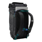 Lieblingstasche Trip Pack black backpack with laptop compartment, padded shoulder straps, and teal accents