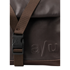 Lieblingstasche Tsu brown messenger bag with a black plastic buckle and embossed a/u logo detail