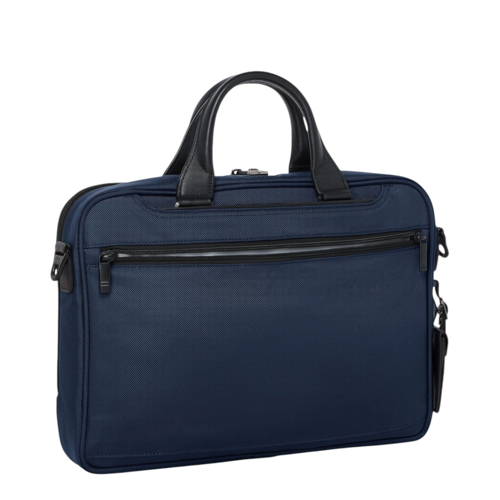 Lieblingstasche Tumi Alpha medium 15-inch expandable briefcase in navy blue ballistic nylon with black leather handles