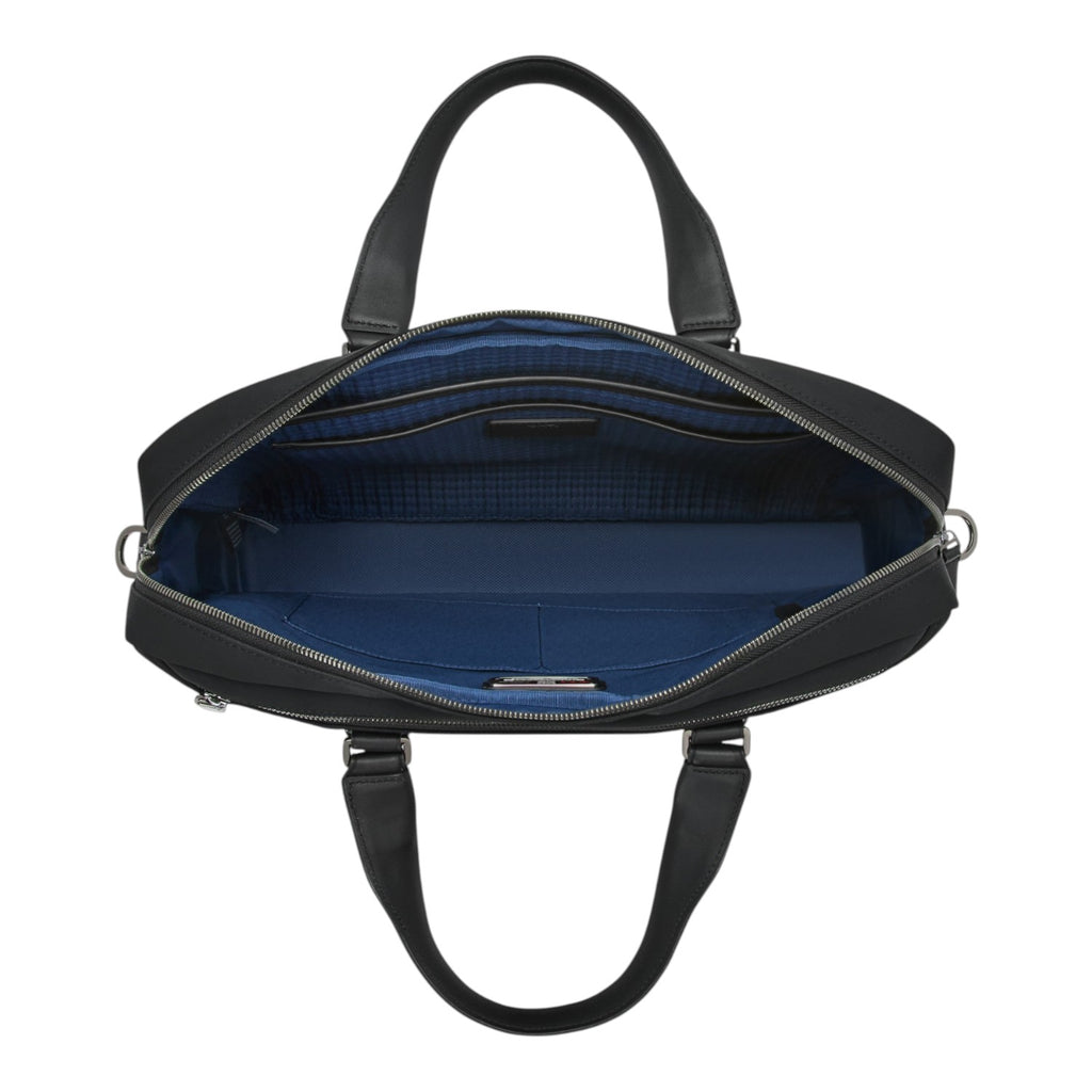 Lieblingstasche Tumi Harrison Avondale top zip brief in black with a vibrant blue interior lining
