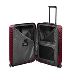 Lieblingstasche UPGRADE 4w Trolley M in dark red with open interior featuring zippered compartments and lining