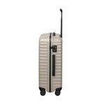 Lieblingstasche UPGRADE 4w Trolley M in beige with a ribbed hard shell, side handle, and integrated TSA lock.