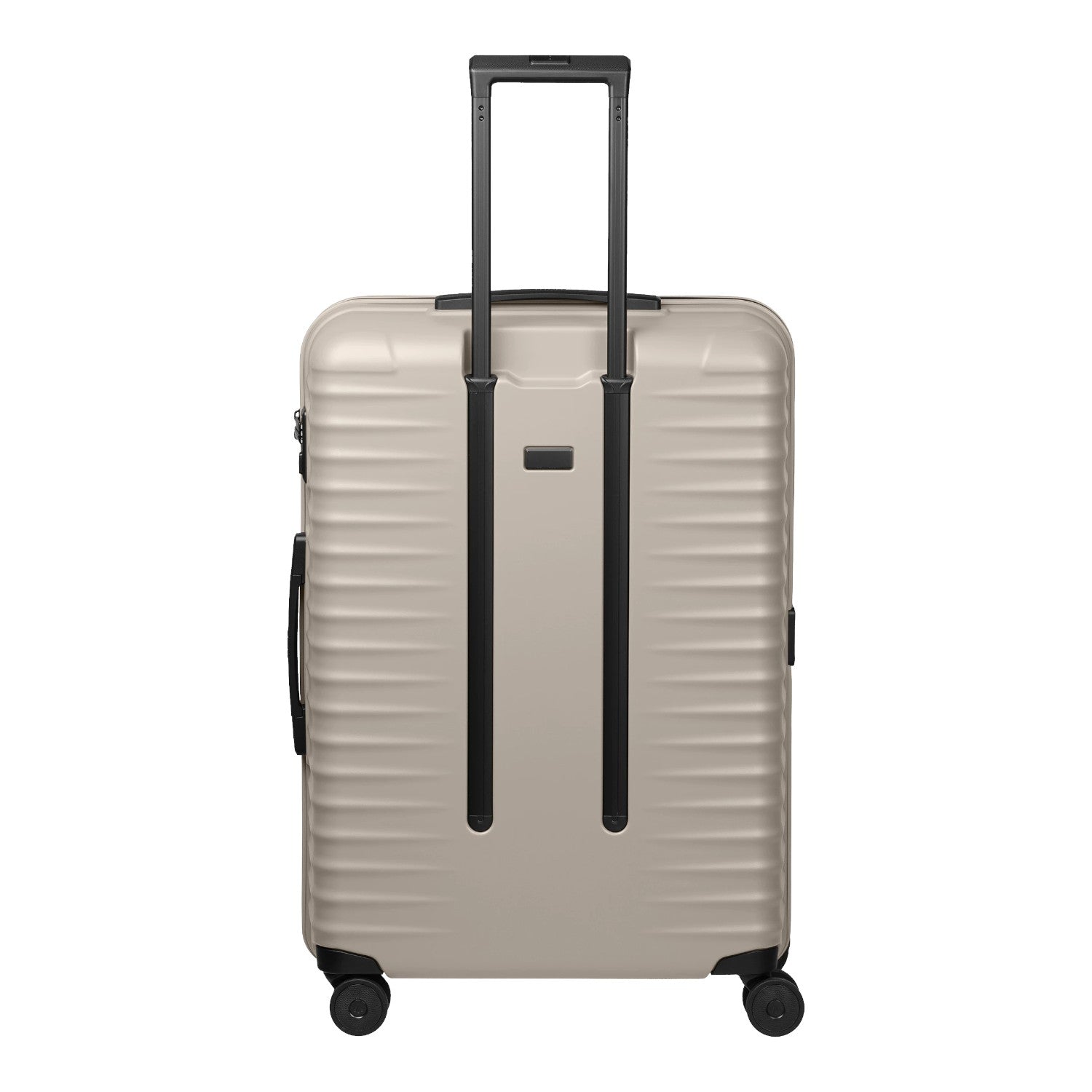 Lieblingstasche UPGRADE 4w Trolley L in beige with a hard shell, telescopic handle, and four smooth-rolling wheels.