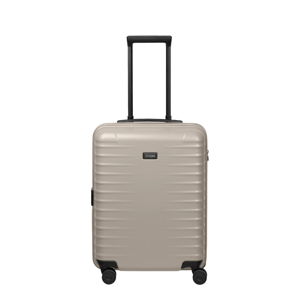 Lieblingstasche UPGRADE 4w Trolley S20 in beige with a hard shell, telescopic handle, and four spinner wheels.
