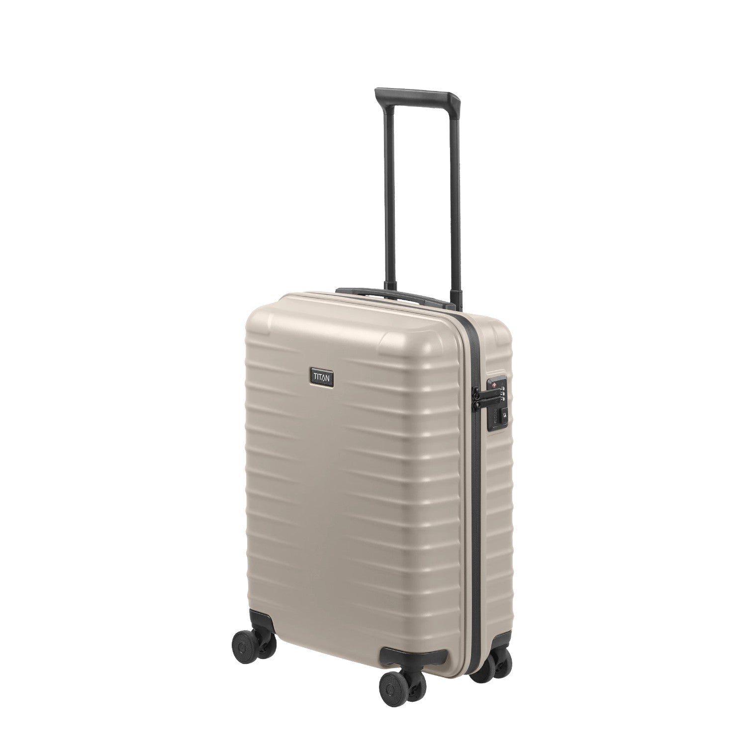 Lieblingstasche UPGRADE 4w Trolley S20 in beige with a hard shell, telescopic handle, and four spinner wheels.