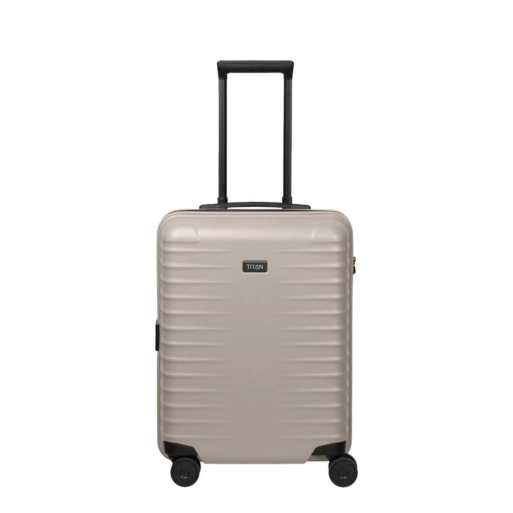 Lieblingstasche UPGRADE 4w Trolley S23 in beige with a hard shell, telescopic handle, and four spinner wheels.
