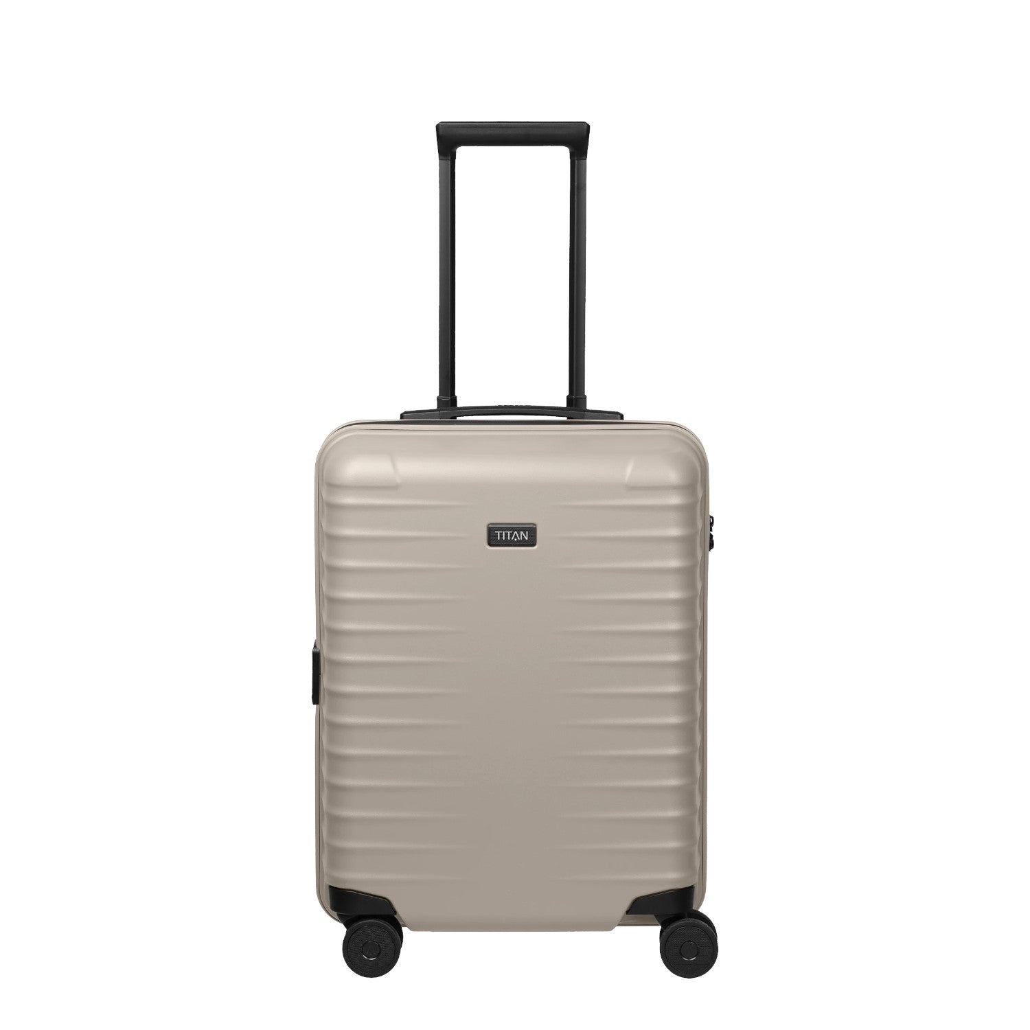 Lieblingstasche UPGRADE 4w Trolley S23 in beige with a hard shell, telescopic handle, and four spinner wheels.