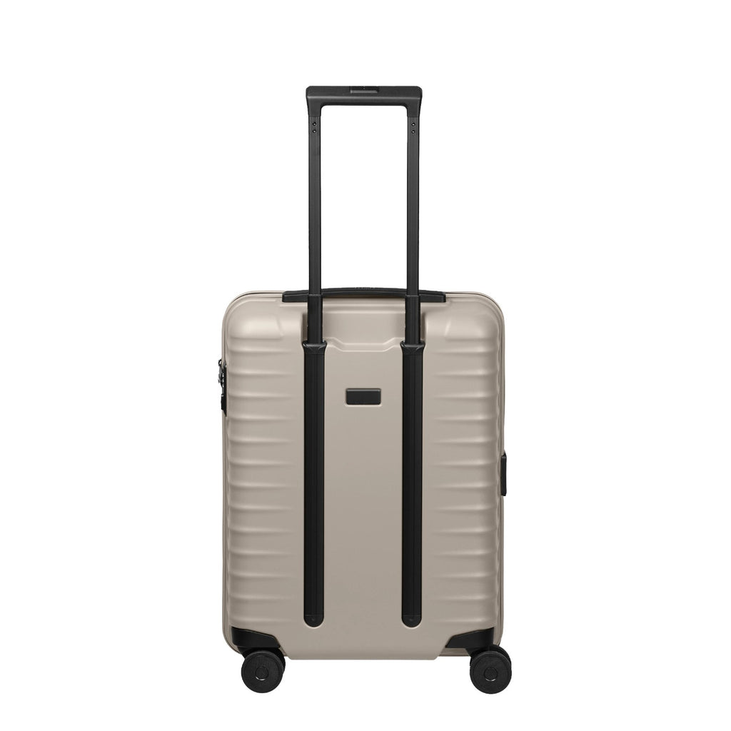 Lieblingstasche UPGRADE 4w Trolley S23 in a sleek beige hard-shell design with black telescopic handle and wheels.