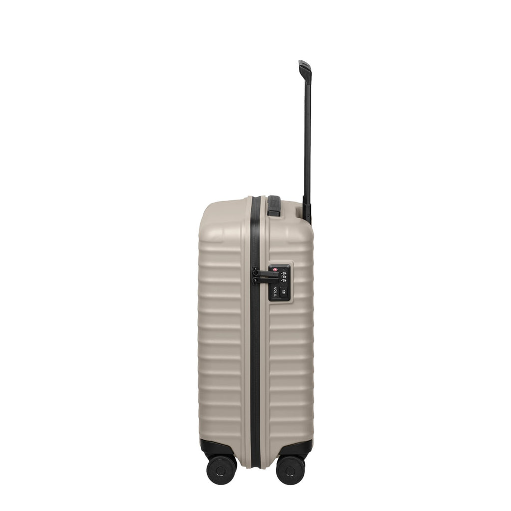 Lieblingstasche UPGRADE 4w Trolley S23 in beige with a hard shell, side handle, and integrated TSA lock.