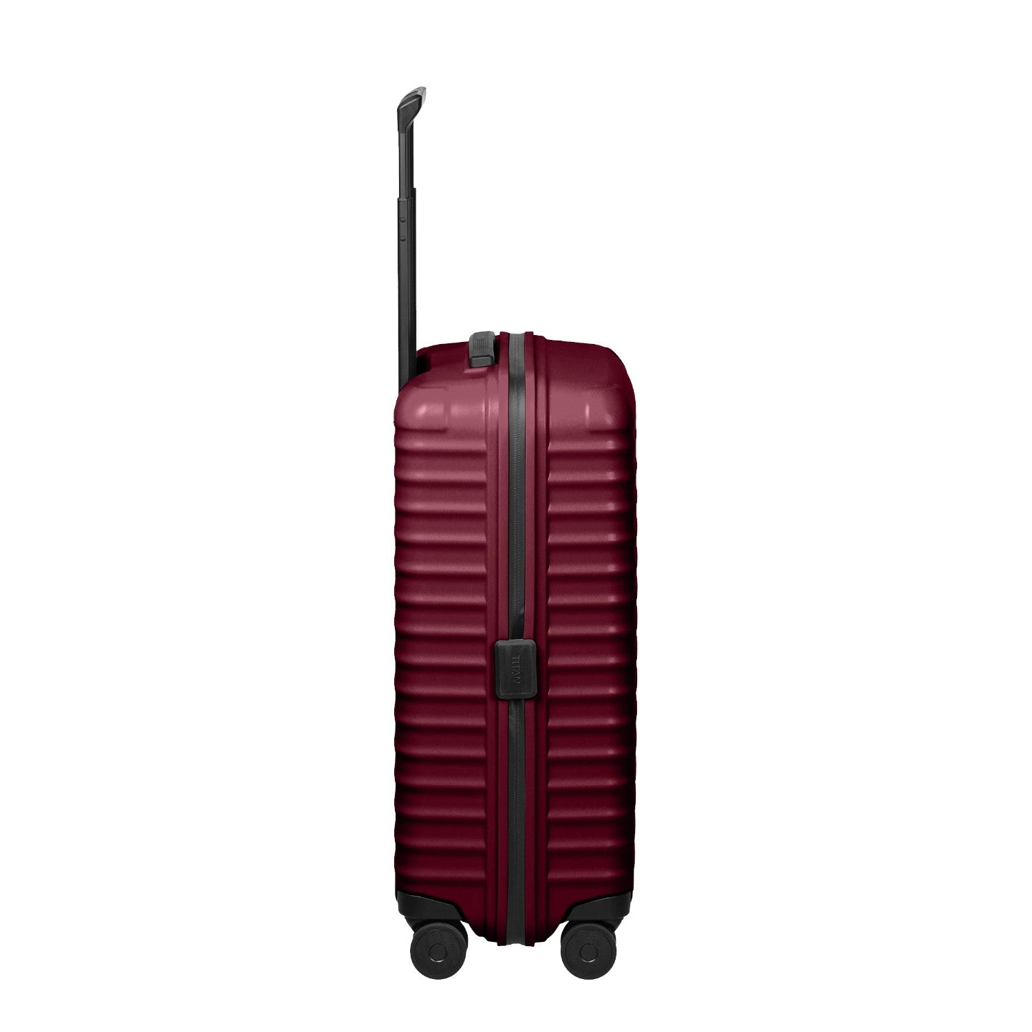 Lieblingstasche UPGRADE 4w Trolley M in dark red with a hard shell, telescopic handle, and four spinner wheels
