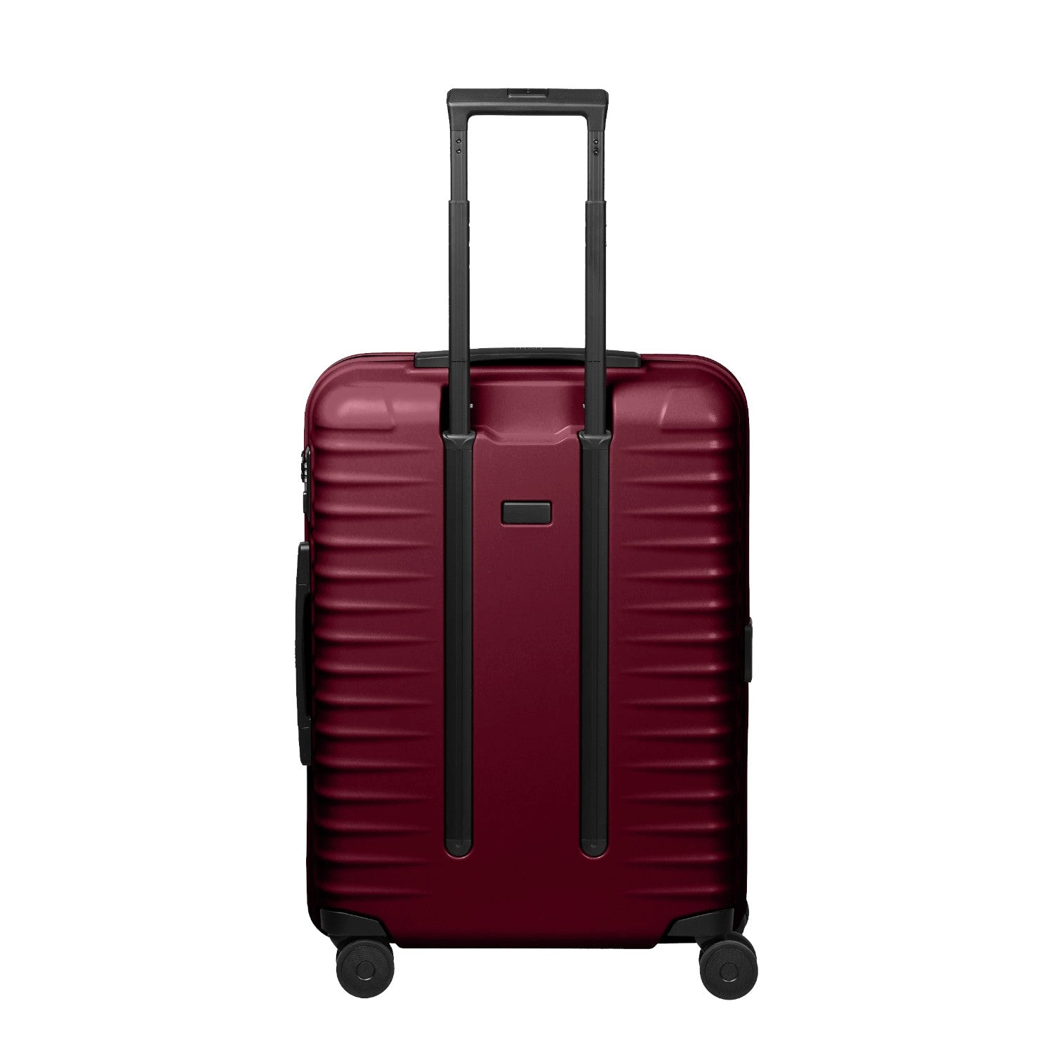 Lieblingstasche UPGRADE 4w Trolley M in dark red with a hard shell, telescopic handle, and four spinner wheels.