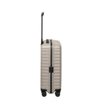 Lieblingstasche UPGRADE 4w Trolley S20 in beige with a hard shell, black trim, and telescopic handle side view
