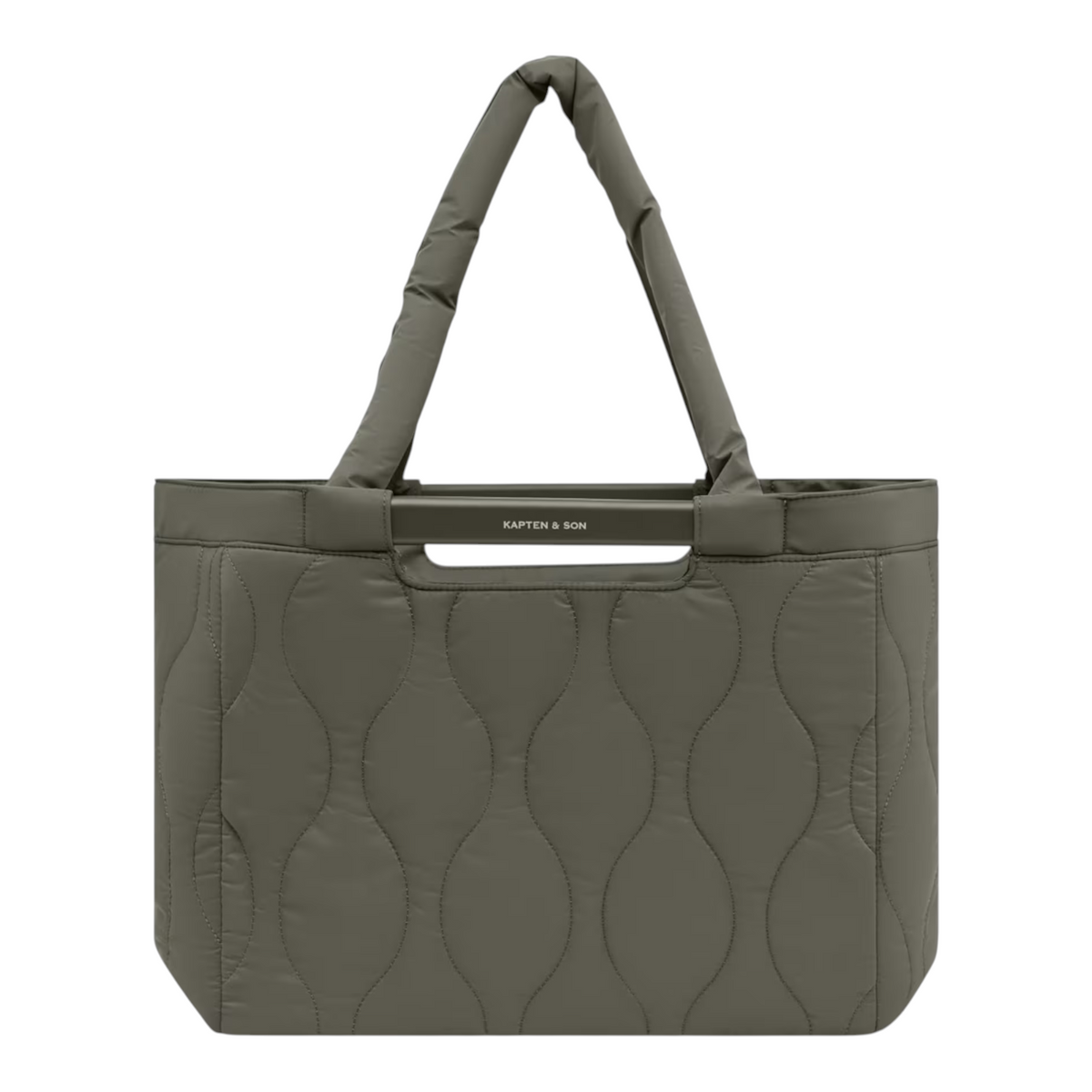 Lieblingstasche Vaasa quilted shopping basket in olive green with padded handles and minimalist design