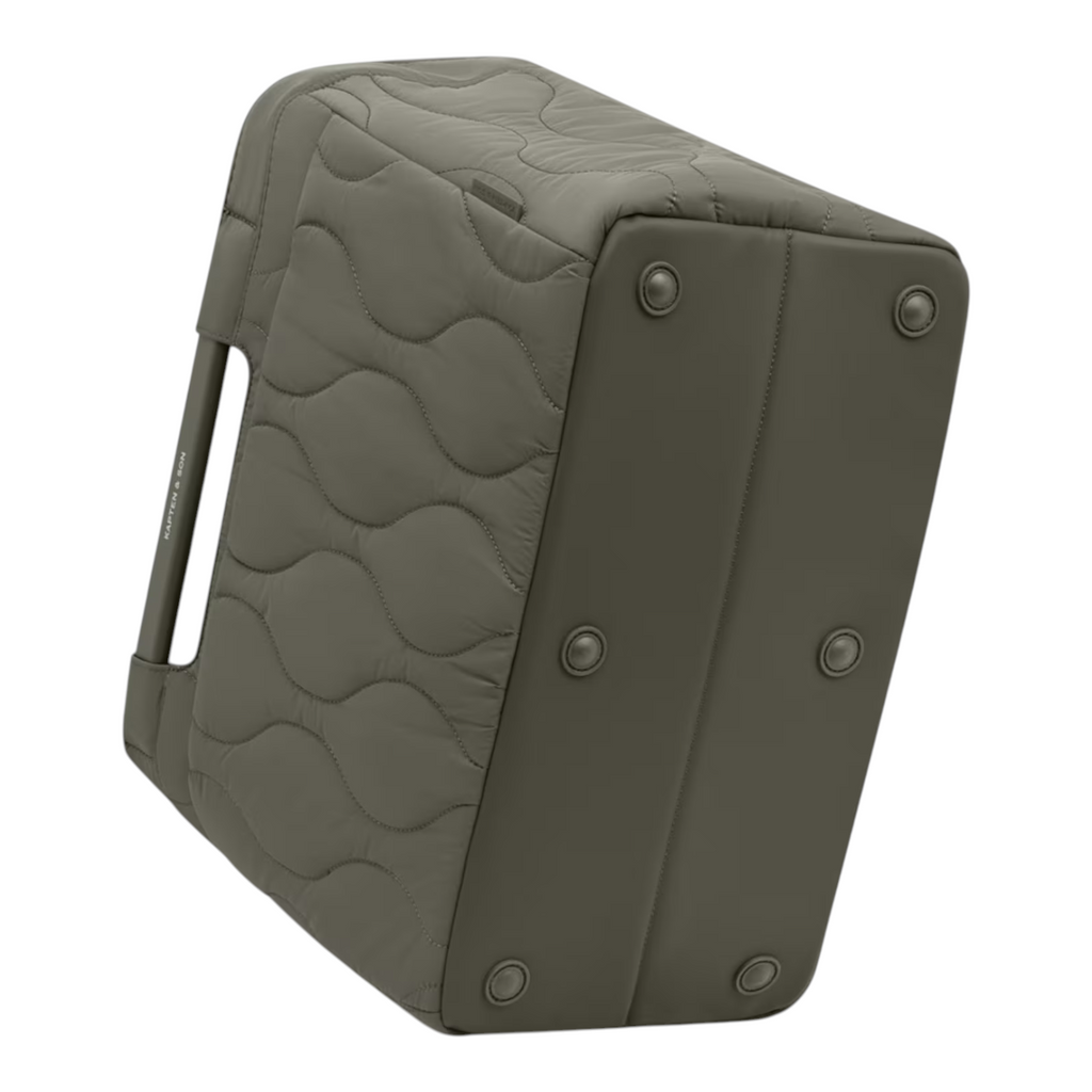 Lieblingstasche Vaasa quilted shopping basket in olive green with a structured base and protective feet