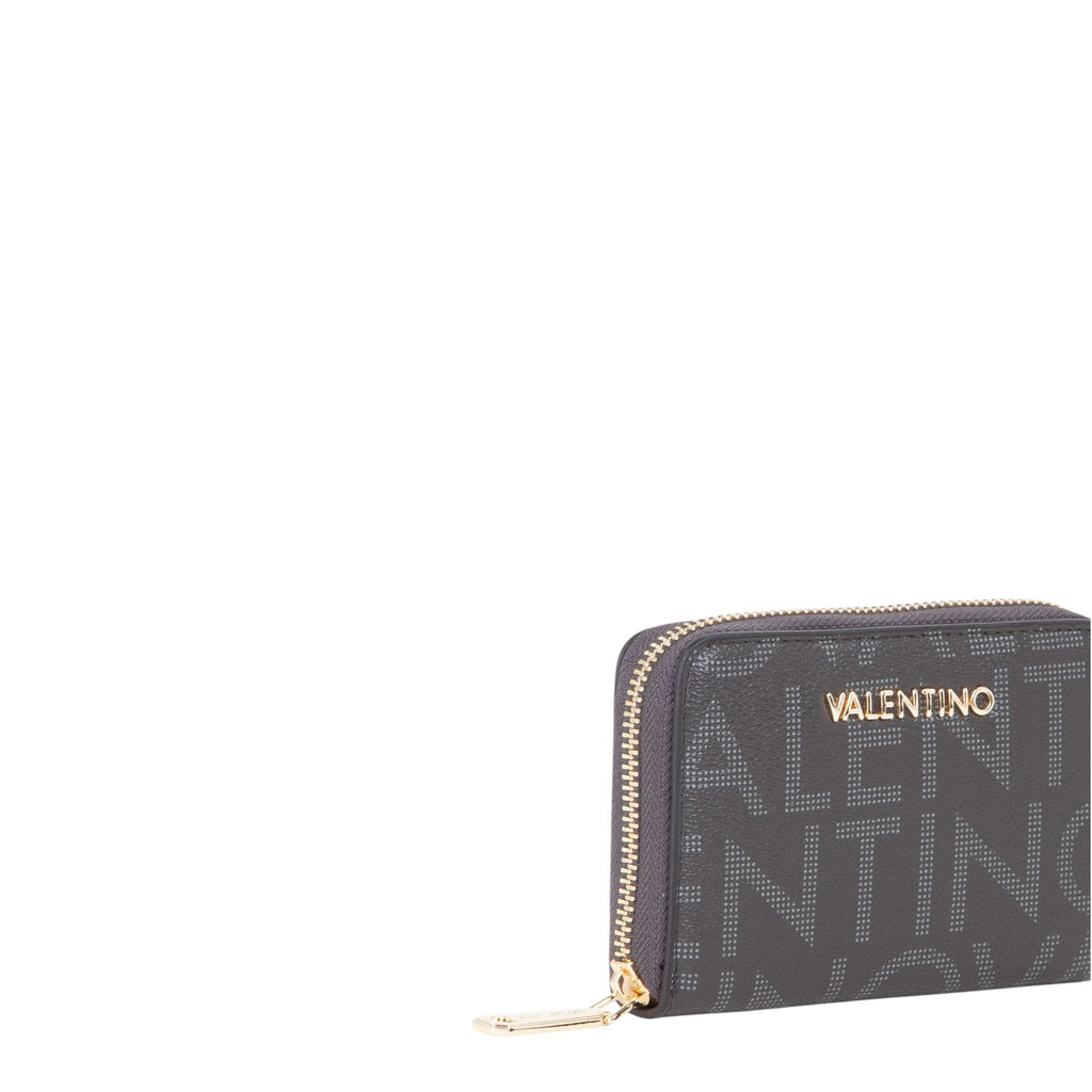 Lieblingstasche Zip Around Wallet Regina Re, black monogram wallet with gold hardware and zip closure.