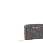 Lieblingstasche Zip Around Wallet Regina Re, black monogram wallet with gold hardware and zip closure.