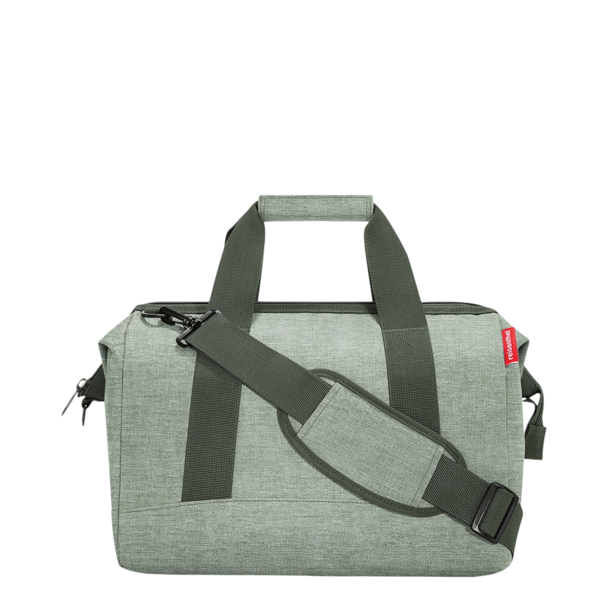 Lieblingstasche Allrounder M travel bag in sage green polyester with sturdy handles and padded shoulder strap
