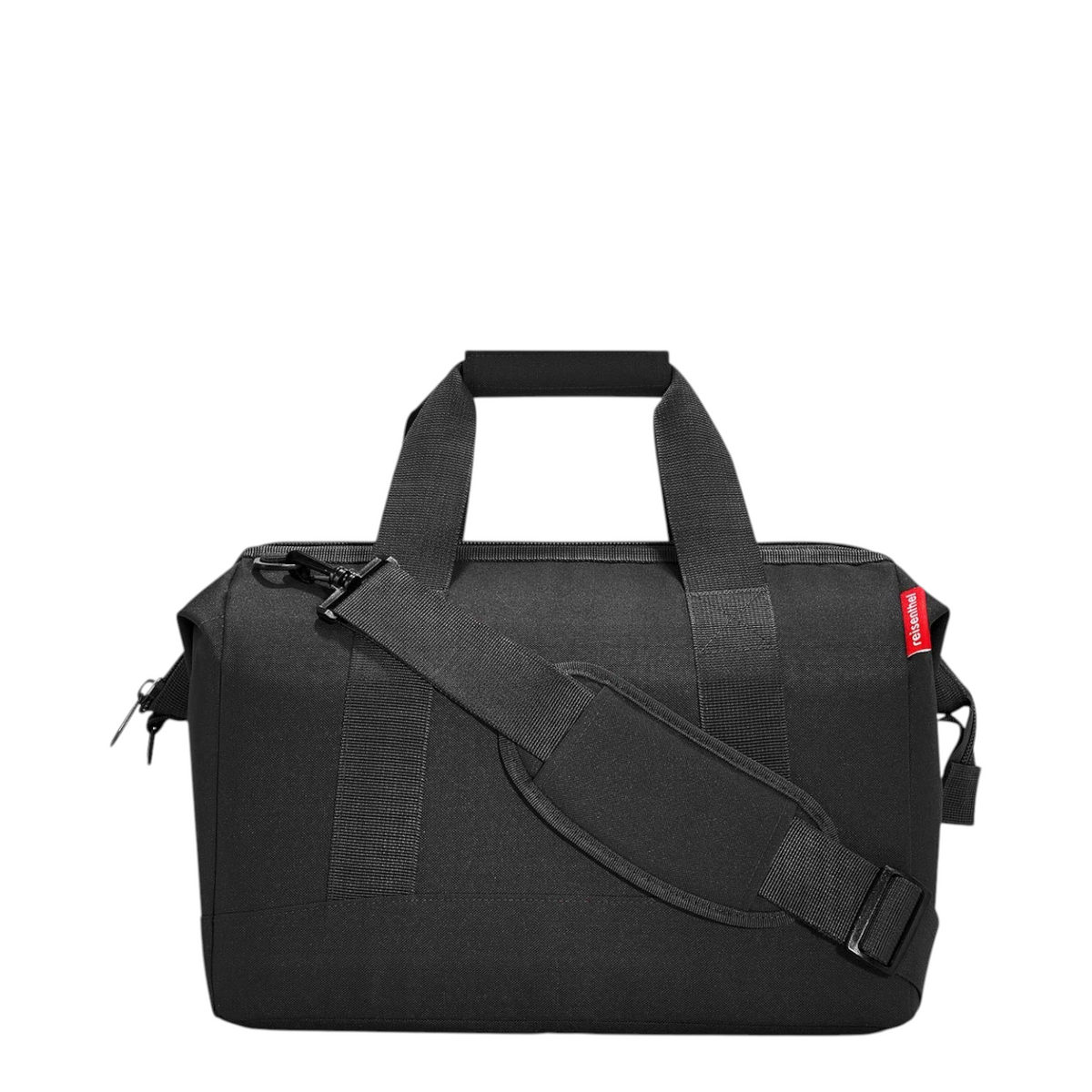 Lieblingstasche Allrounder M travel bag in black water-resistant polyester with padded shoulder strap and metal frame