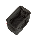 Lieblingstasche Allrounder M travel bag in black polyester with an open top, internal pockets, and metal frame.
