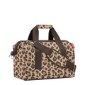 Lieblingstasche Allrounder M travel bag in leopard print with brown straps and padded shoulder support