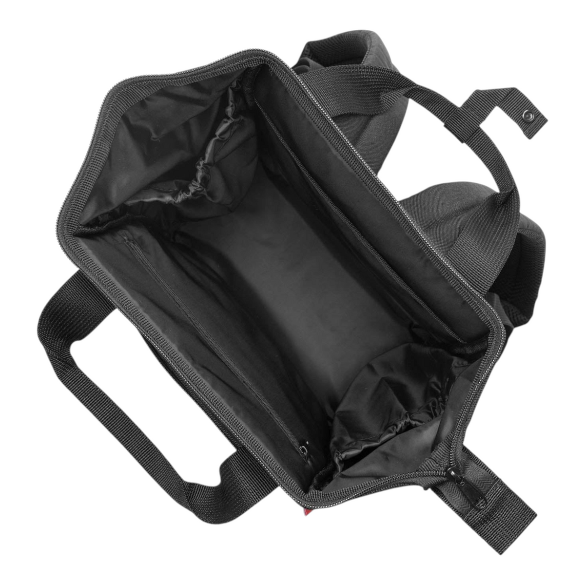 Lieblingstasche Allrounder R insulated backpack in black with a wide zippered opening and internal pockets.