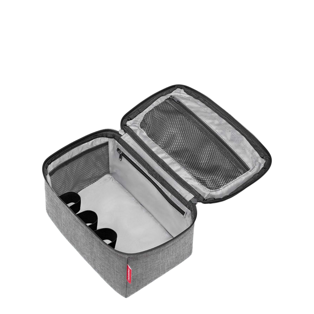 Lieblingstasche grey padded beauty case with internal mesh pockets and elastic loops for organized makeup storage