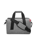 Lieblingstasche Allrounder M grey travel bag with black handles, shoulder strap, and water-resistant polyester fabric.