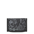 Lieblingstasche wallet in black with grey graffiti print, featuring multiple compartments and a transparent window.