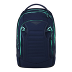 Lieblingstasche Match Plus school backpack in dark blue with bright mint green zipper accents and ergonomic design