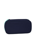 Lieblingstasche Satch pencil case in dark blue with mint green zipper, made from recycled PET material.