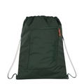 Lieblingstasche Satch drawstring sports bag in dark green with a front zip pocket and leather-look pull tab