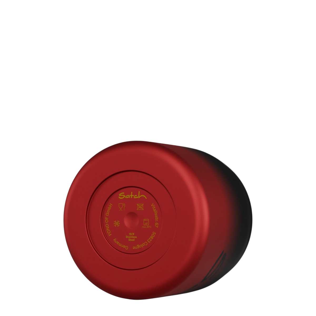 Lieblingstasche Satch insulated food container base in red stainless steel with product information markings