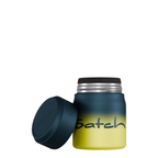 Lieblingstasche Satch insulated food container in blue and yellow gradient with a leak-proof lid and Satch logo