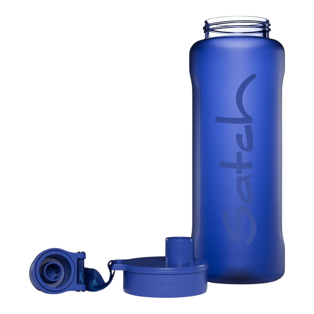 Lieblingstasche satch XL blue plastic water bottle with a leak-proof cap and carrying strap
