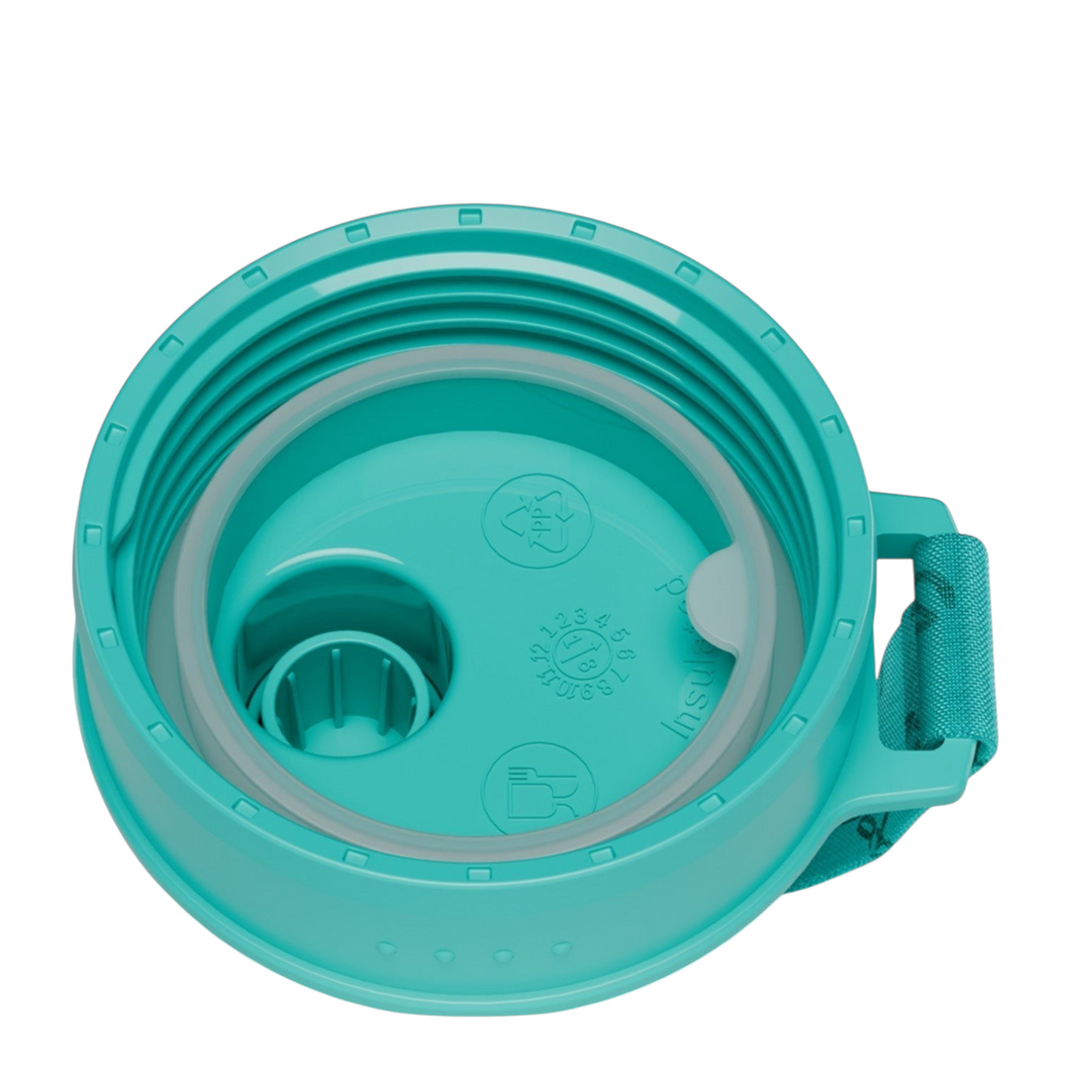 Lieblingstasche satch XL plastic water bottle lid in turquoise with integrated carry loop and leak-proof seal