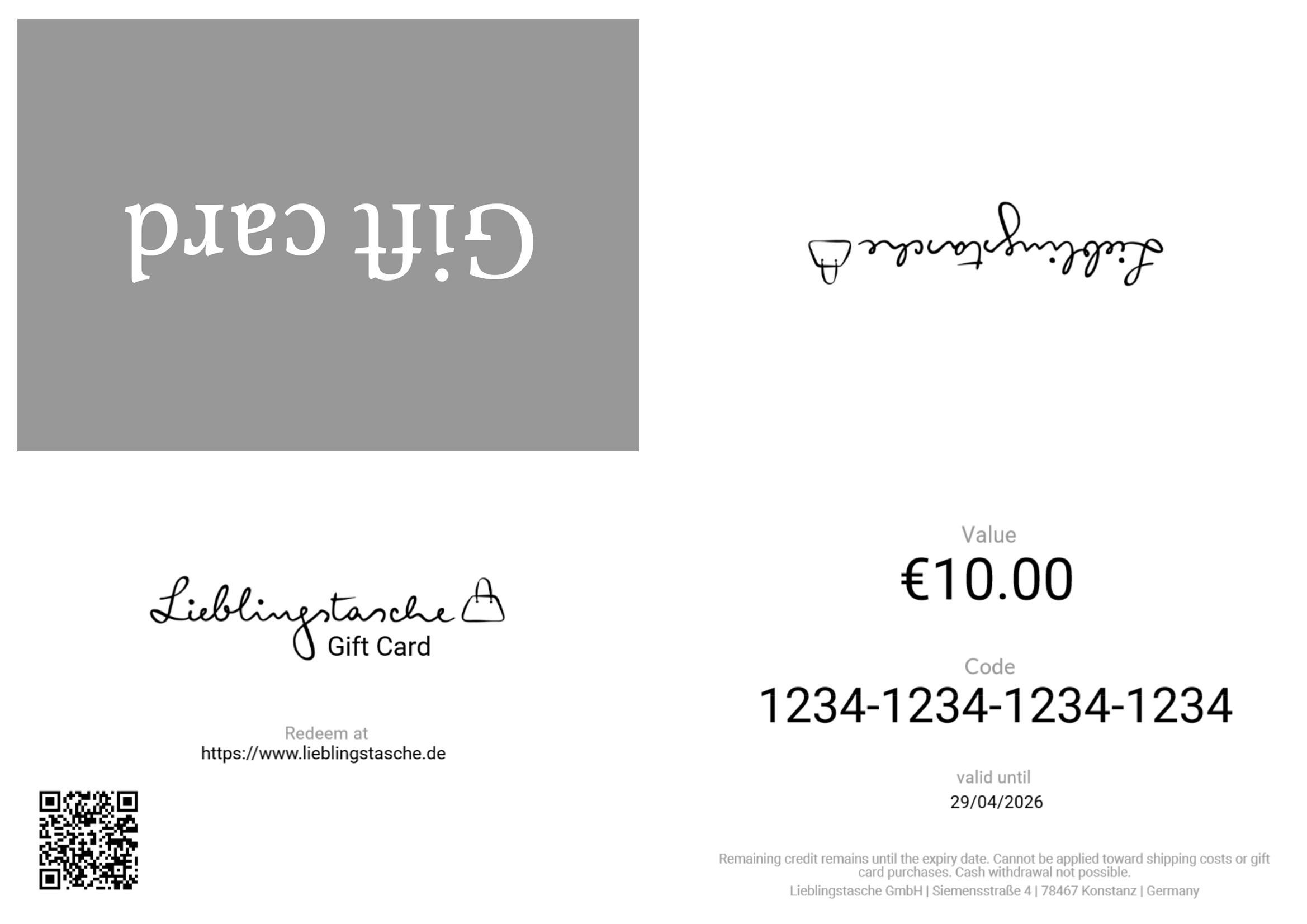 Lieblingstasche Printable gift card Lieblingstasche Printable gift card